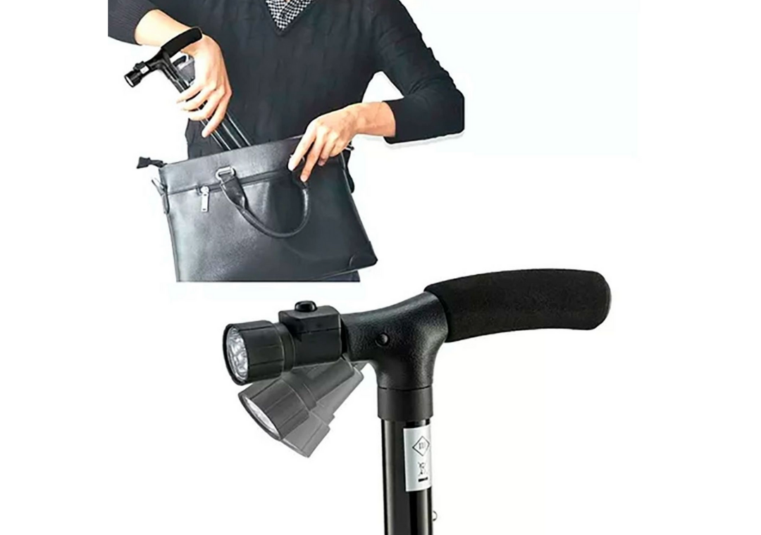 Bastón Plegable con Luz Led Almohadillas Antideslizantes Ortopédico