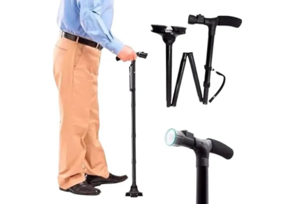 Bastón Plegable con Luz Led Almohadillas Antideslizantes Ortopédico